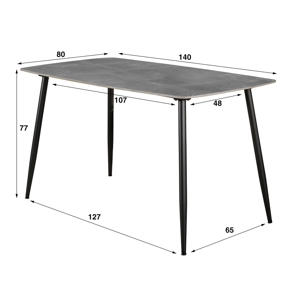 Spisebord med keramisk topplade og metalben